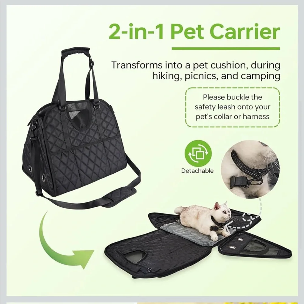 •MOYSOON Fully Opening Cat Soft-Sided Carrier Zipper 3 Pockets Up to 16 Lbs